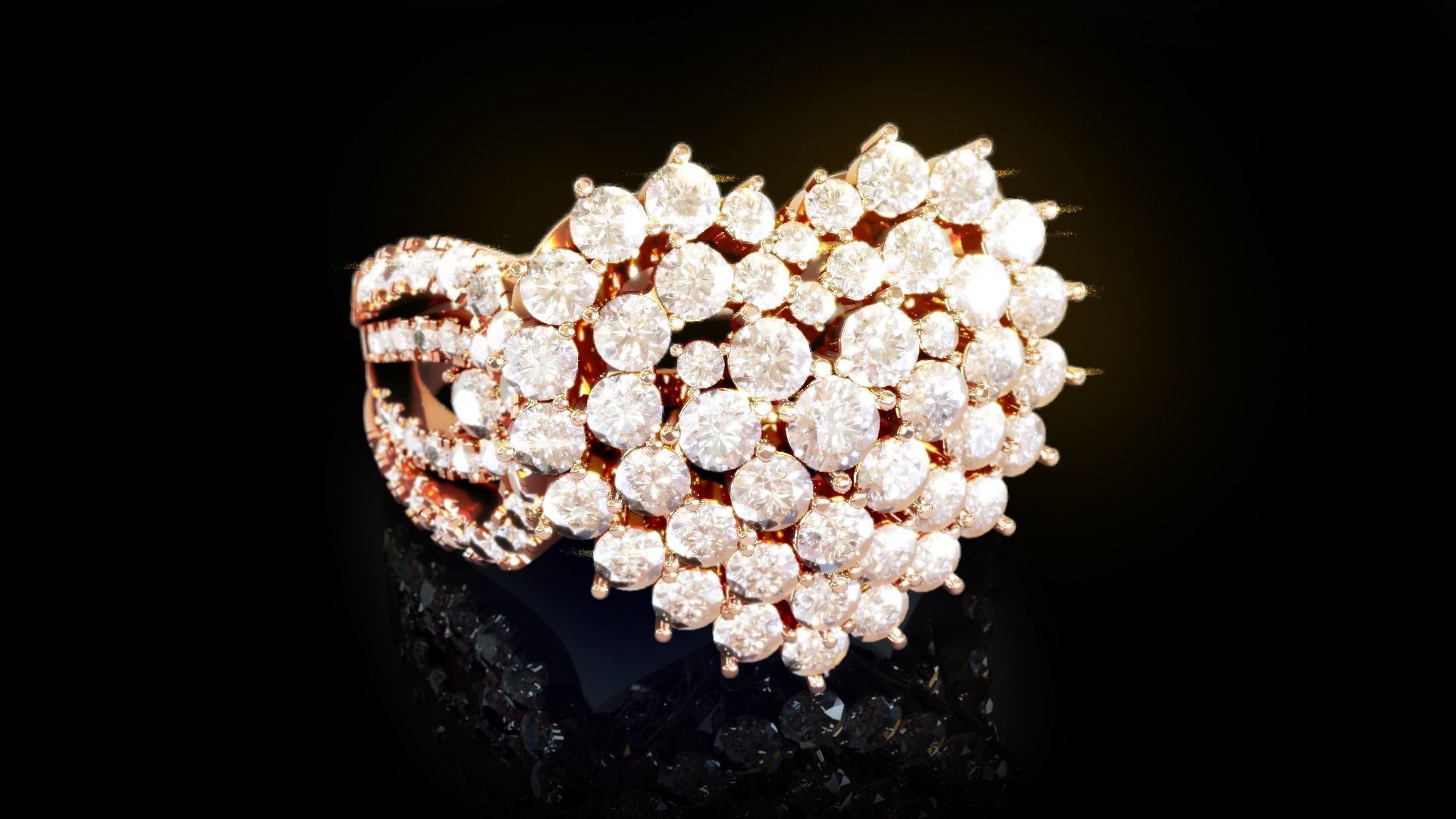 Love Heart Halo Diamond Ring 3D print model_1