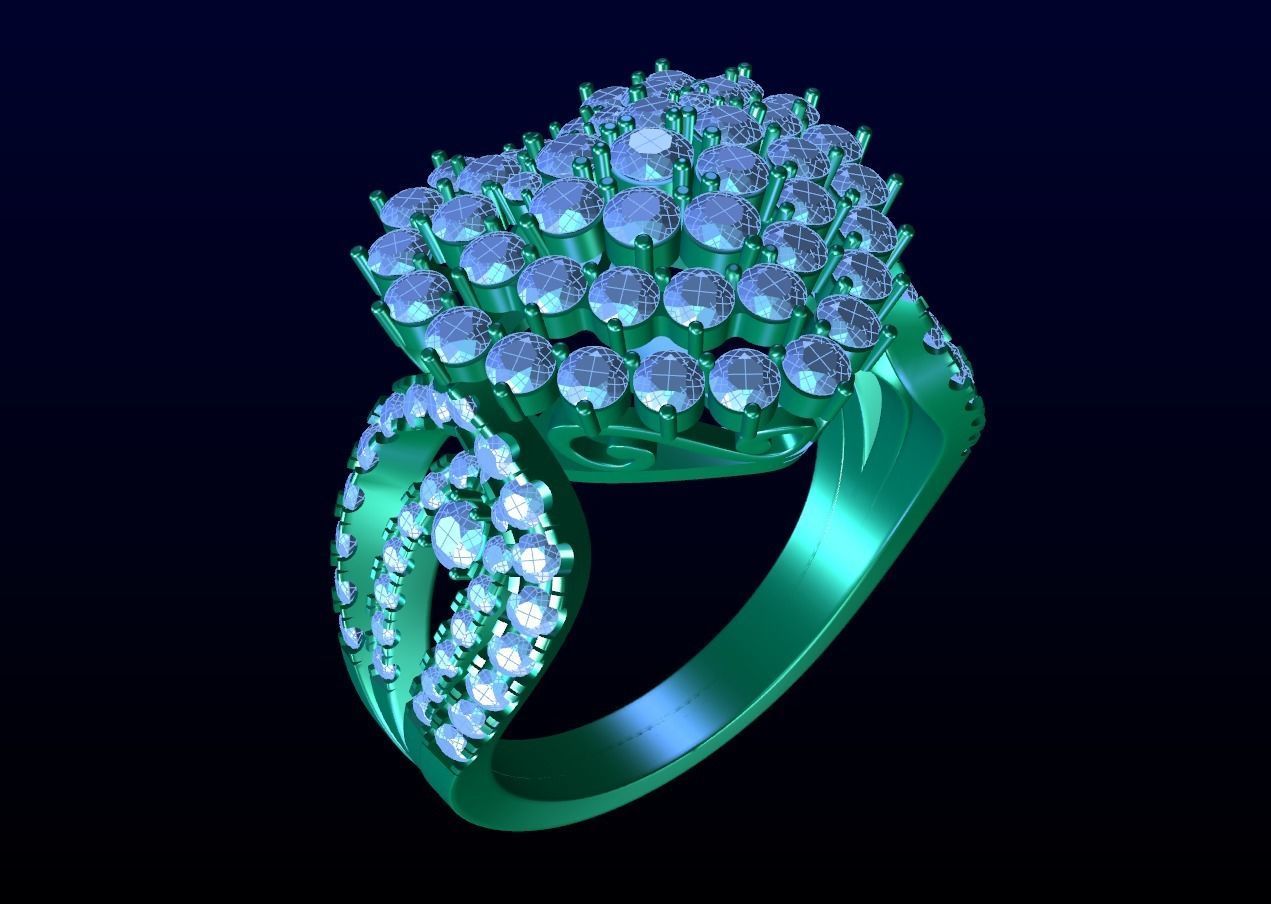 Love Heart Halo Diamond Ring 3D print model_5