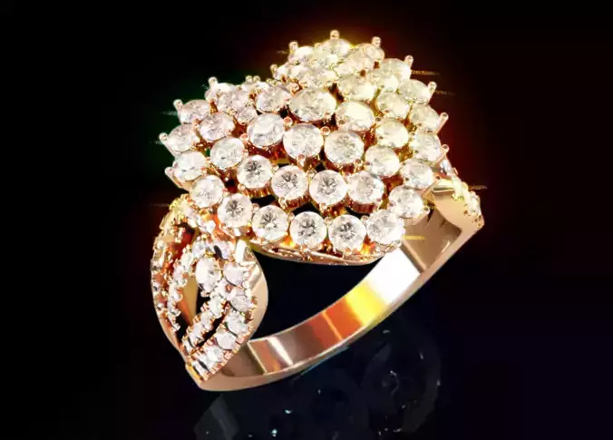 Love Heart Halo Diamond Ring 3D print model