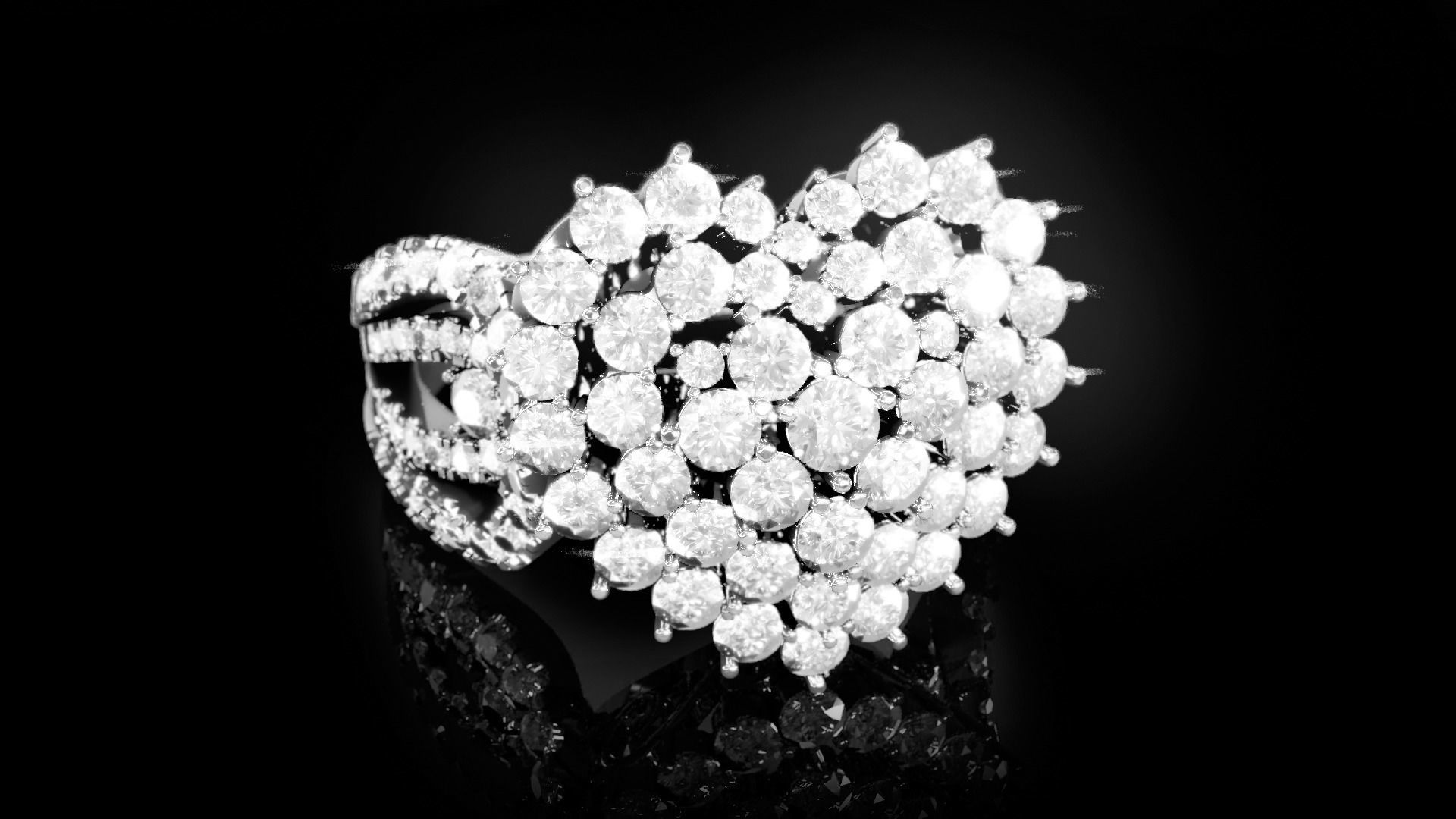 Love Heart Halo Diamond Ring 3D print model_4