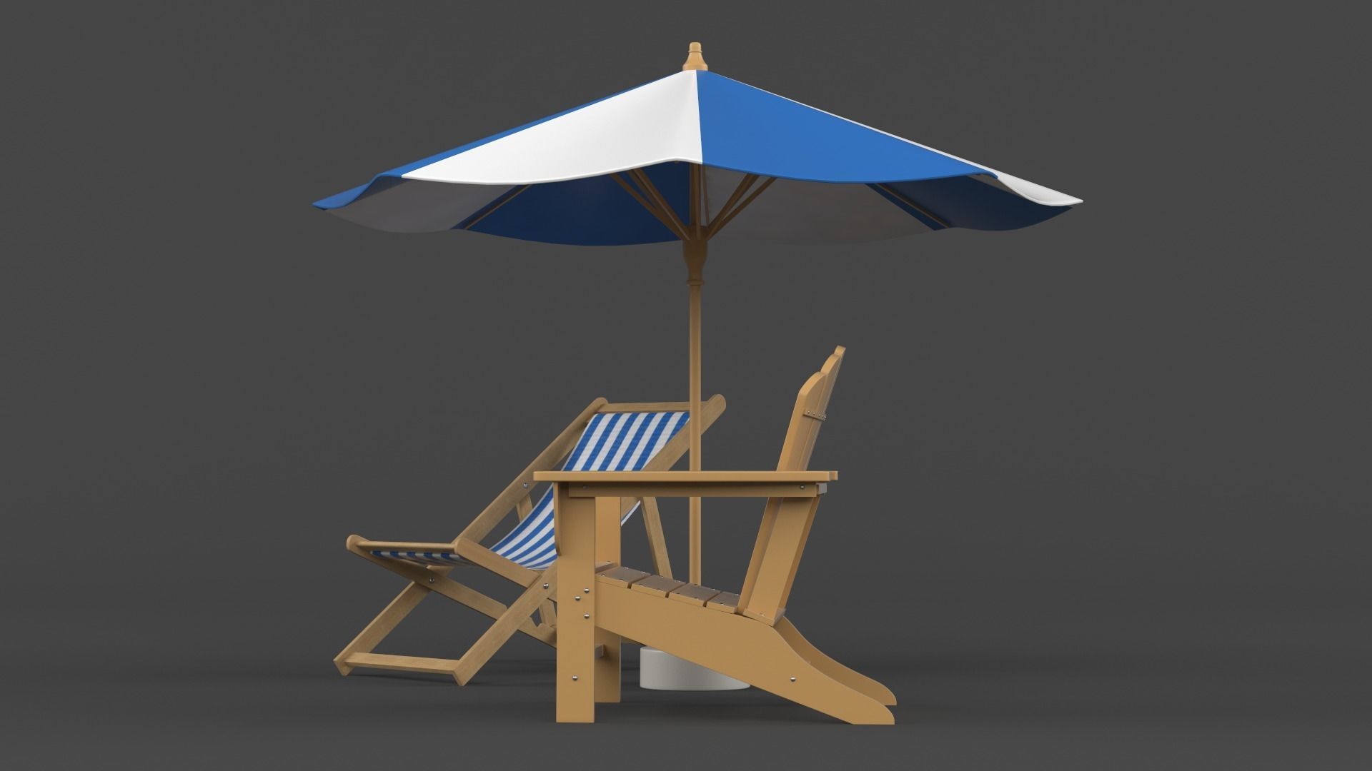 Beach Umbrella and Chair 3D model_2