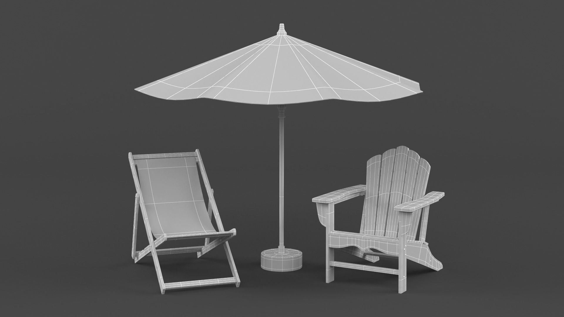 Beach Umbrella and Chair 3D model_13