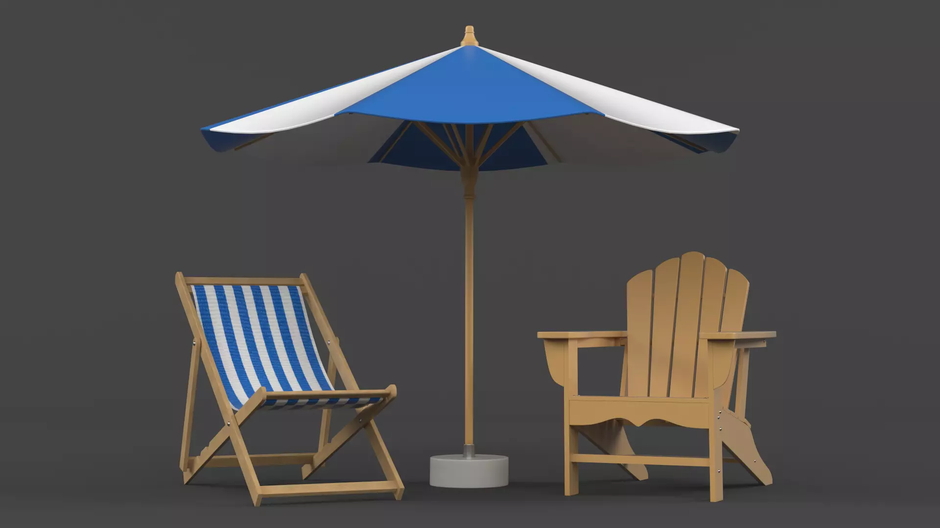 Beach Umbrella and Chair 3D model_0