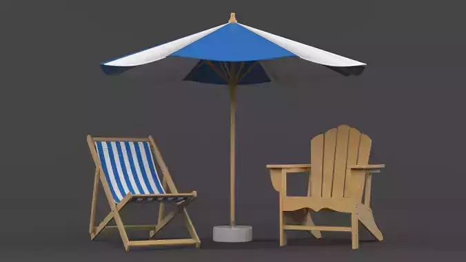 Beach Umbrella and Chair