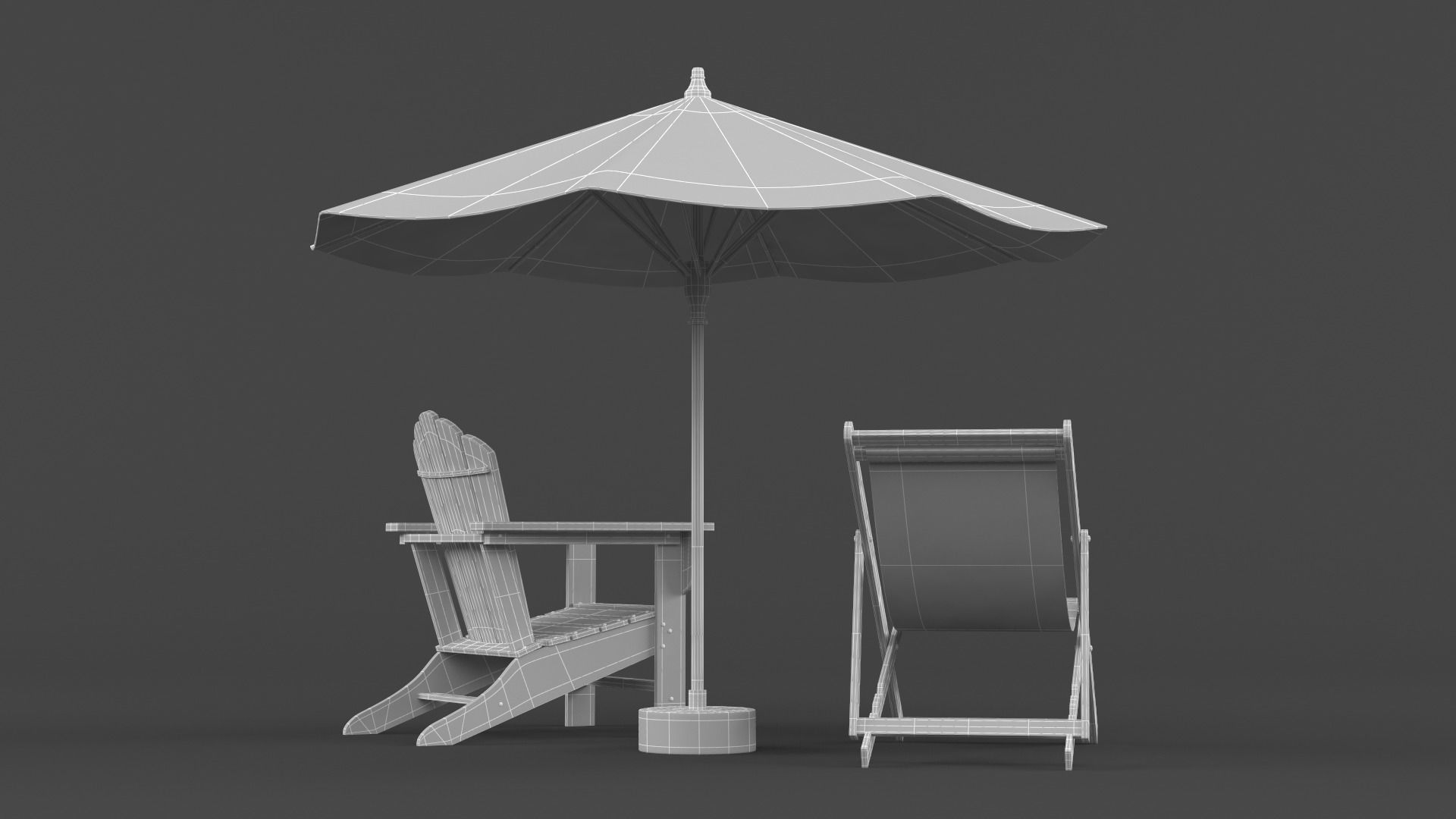 Beach Umbrella and Chair 3D model_11