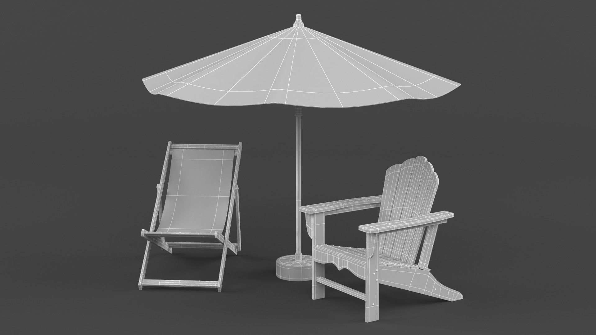 Beach Umbrella and Chair 3D model_8
