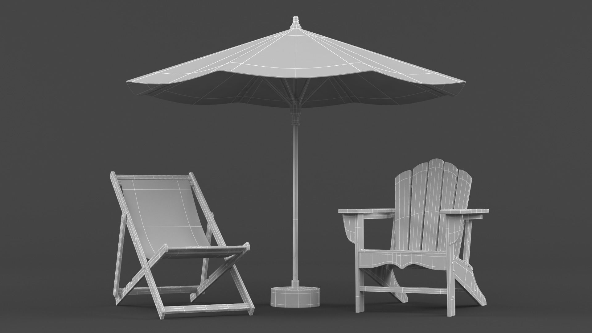 Beach Umbrella and Chair 3D model_7