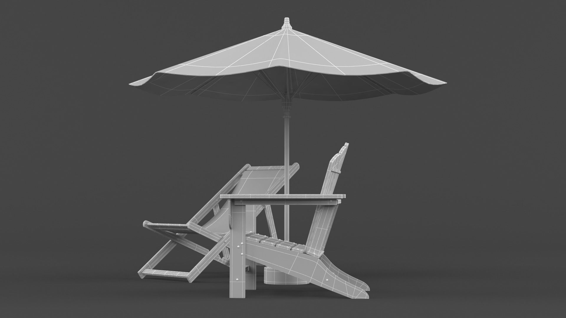 Beach Umbrella and Chair 3D model_9