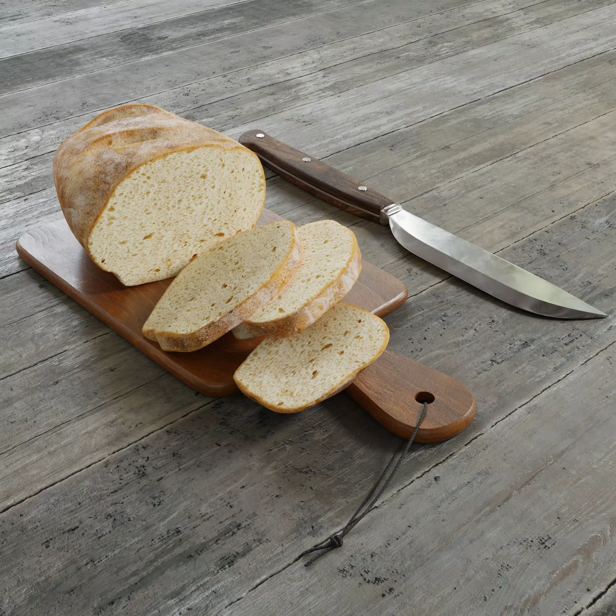 Bread Tableware Low-poly 3D model_0