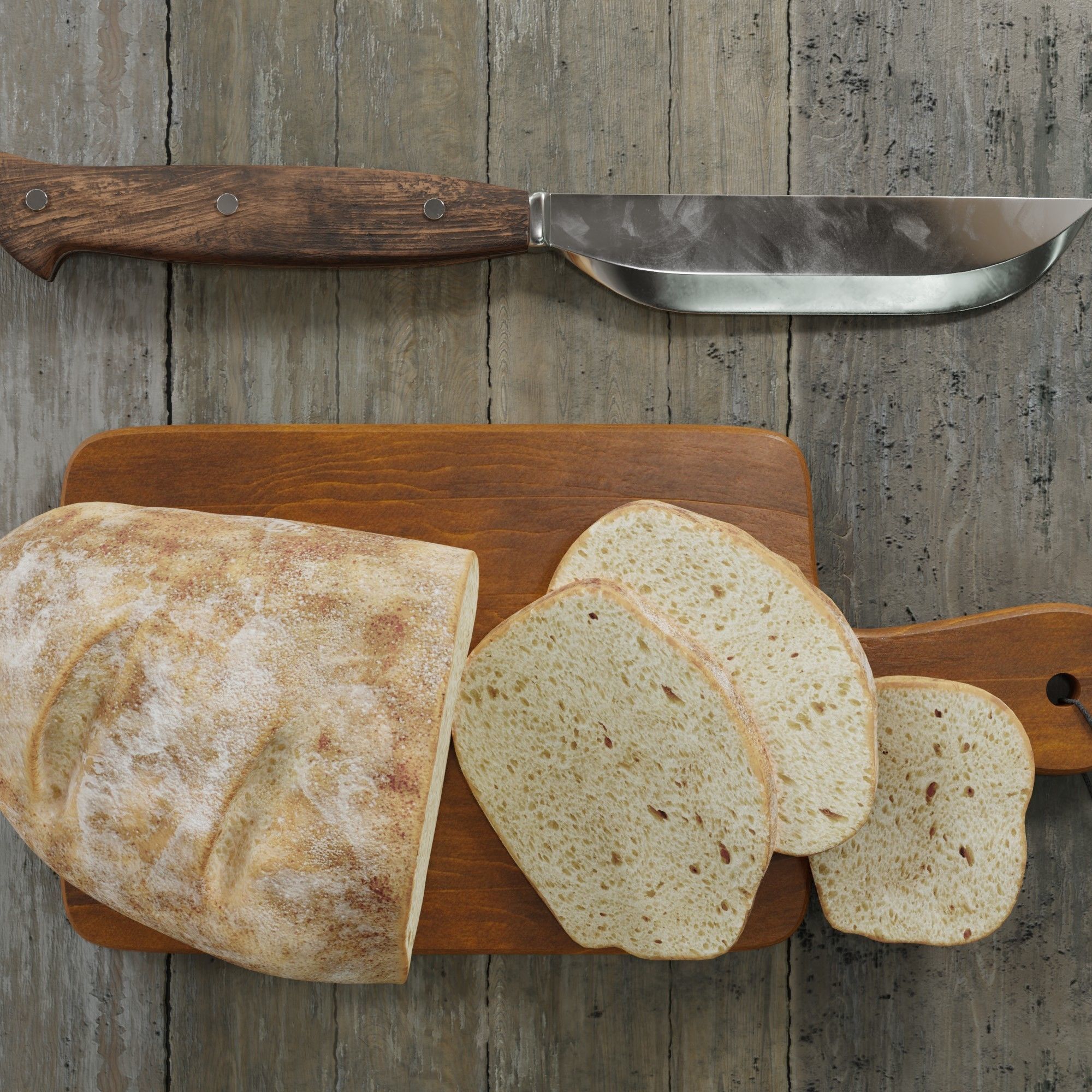 Bread Tableware Low-poly 3D model_1