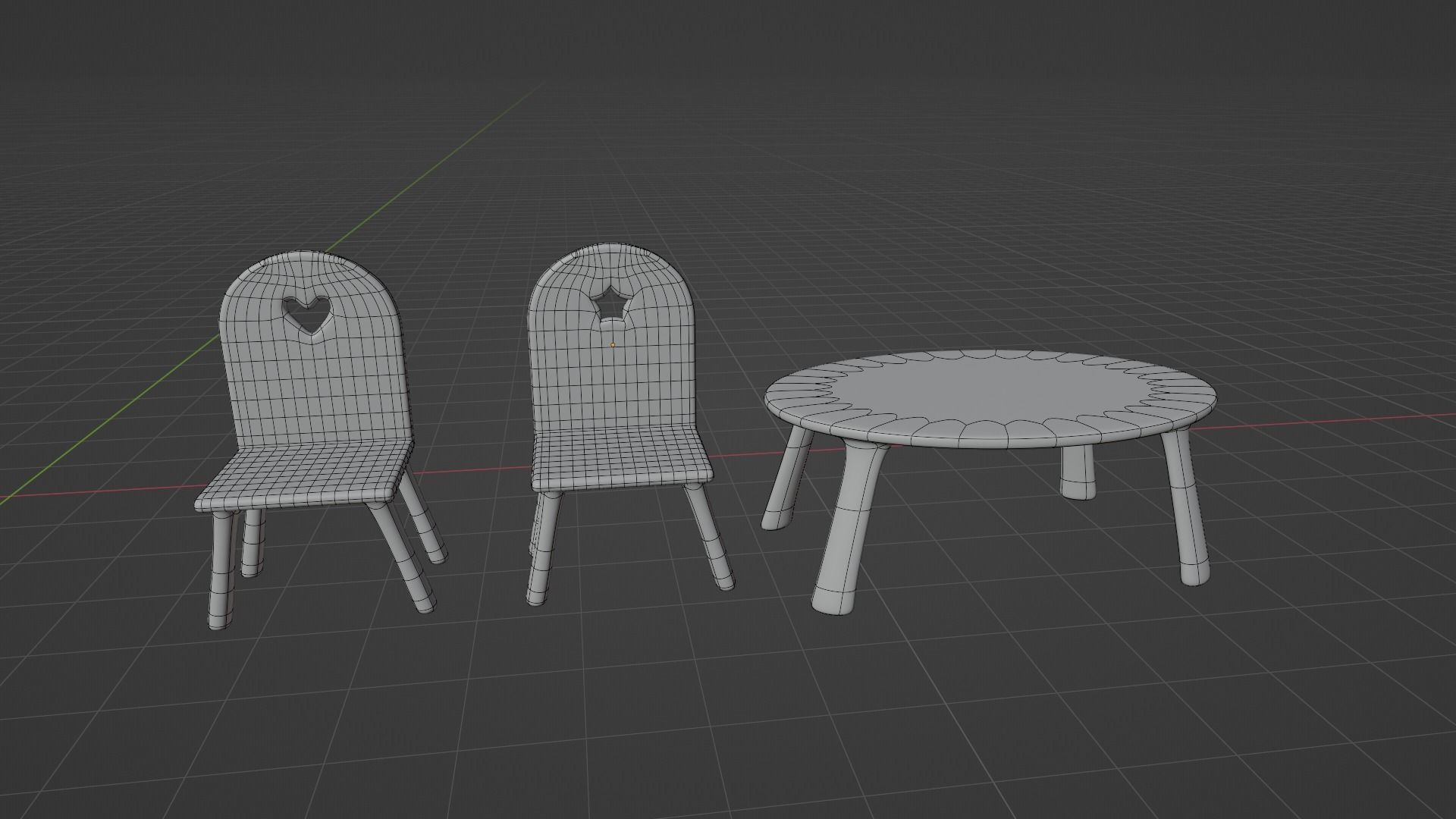 Children chair and table PBR Free low-poly 3D model_3