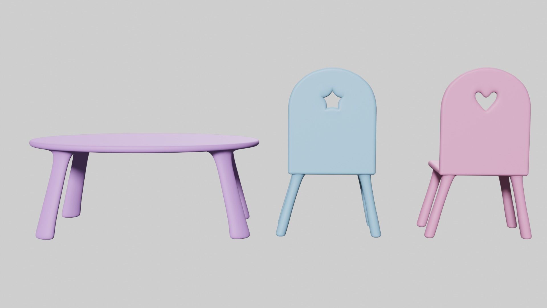 Children chair and table PBR Free low-poly 3D model_1