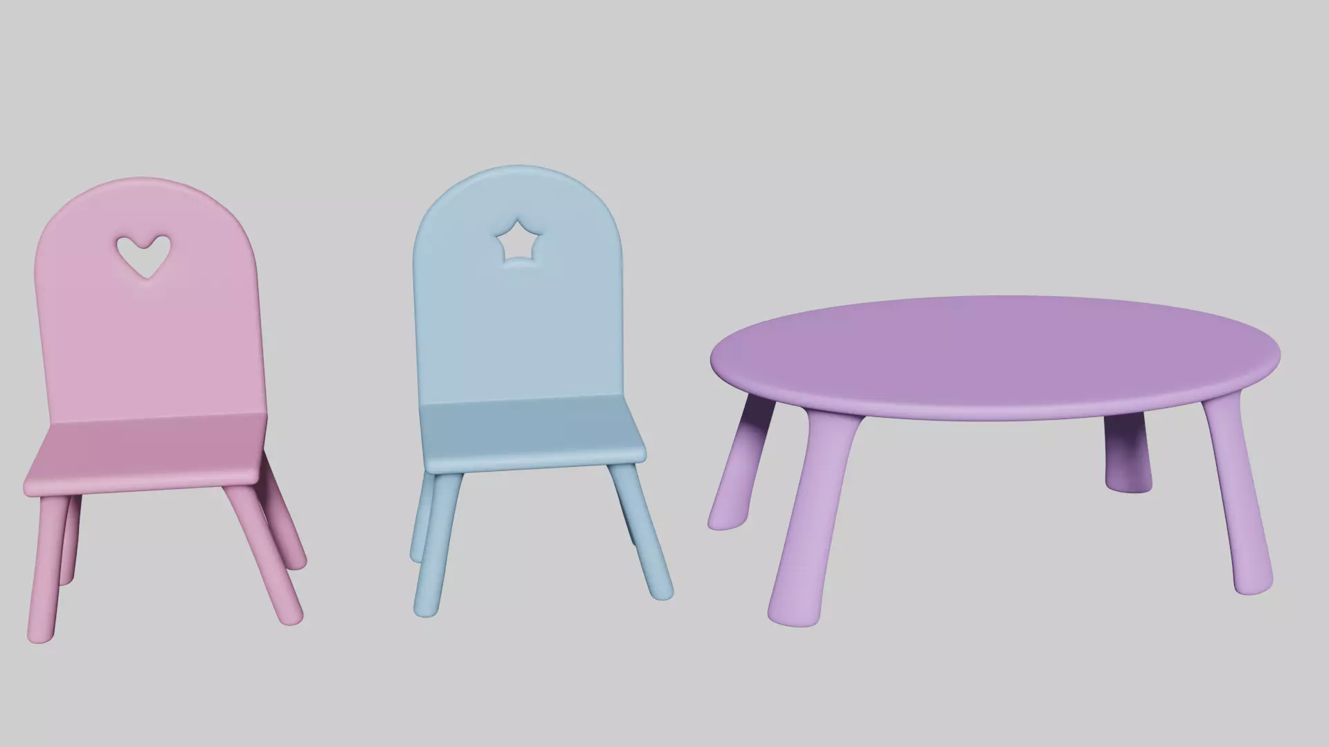 Children chair and table PBR Free low-poly 3D model_0