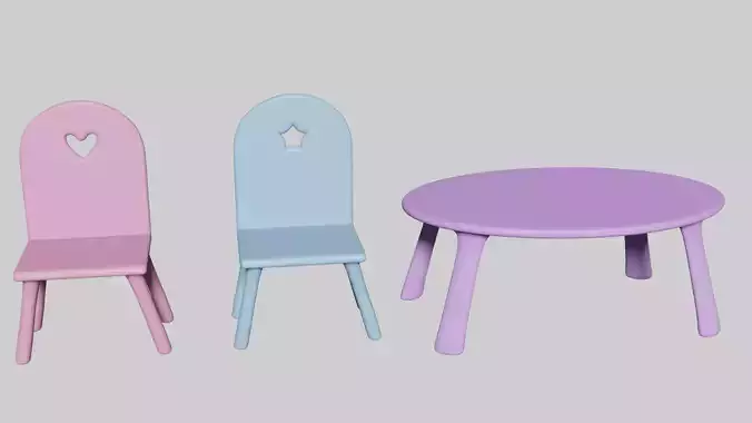 Children chair and table PBR