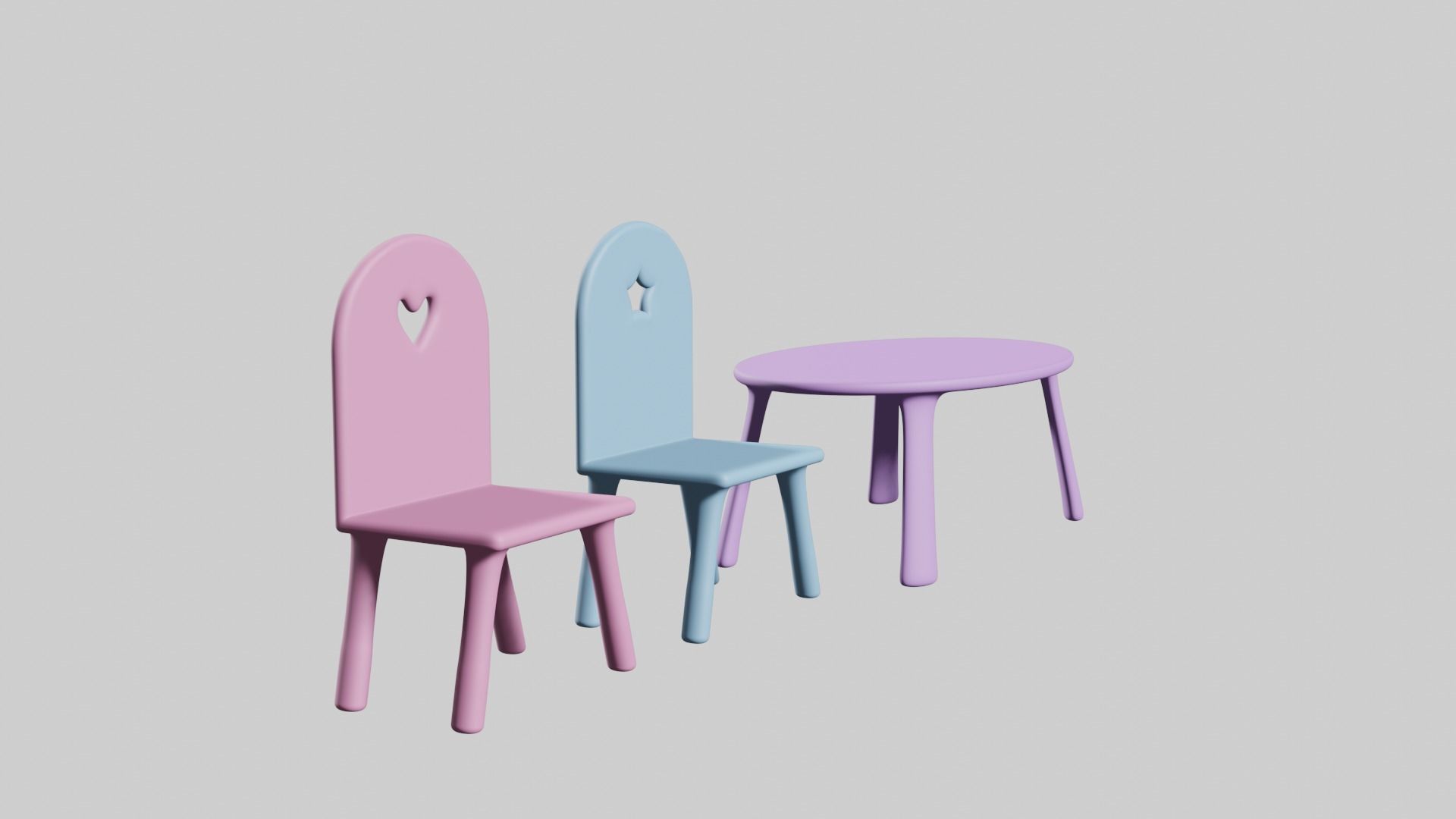 Children chair and table PBR Free low-poly 3D model_2