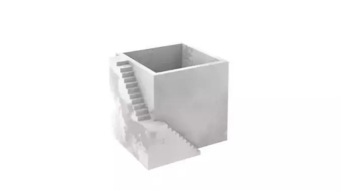 Molded flowerpot with miniature staircase