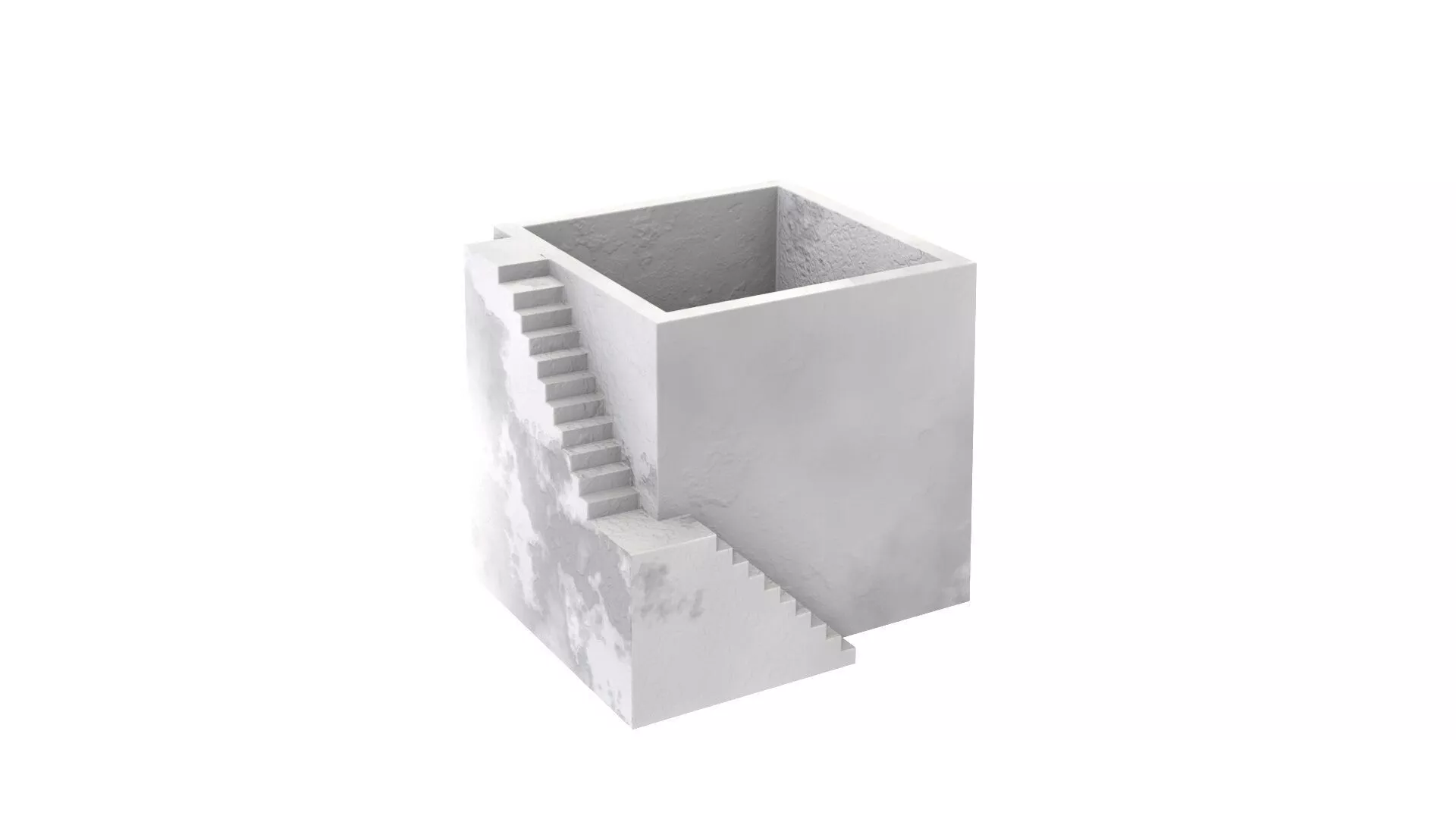 Molded flowerpot with miniature staircase 3D print model