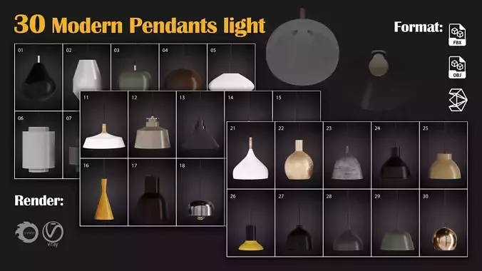 30 light Pendant collection 3D model