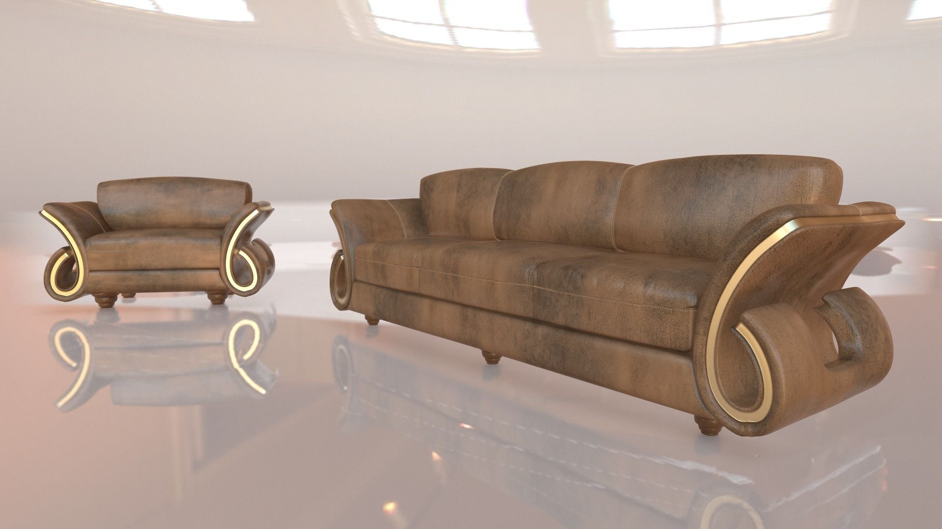 MODERN COUCH AND LOVESEAT UNWRAPPED LIVINGROOM SET Free 3D model