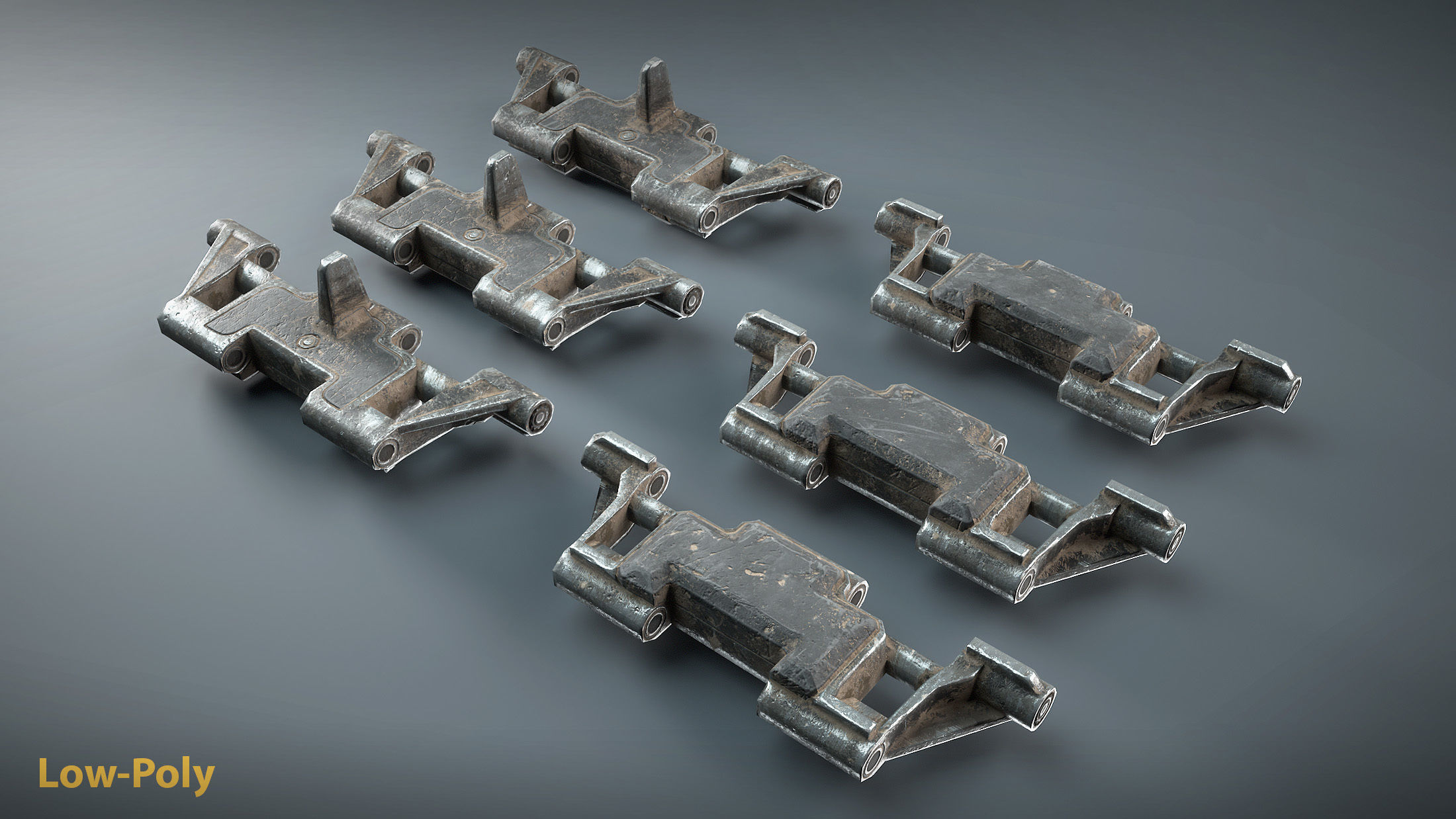 M2 Bradley and M270 MLRS Tracks Low-poly 3D model_1