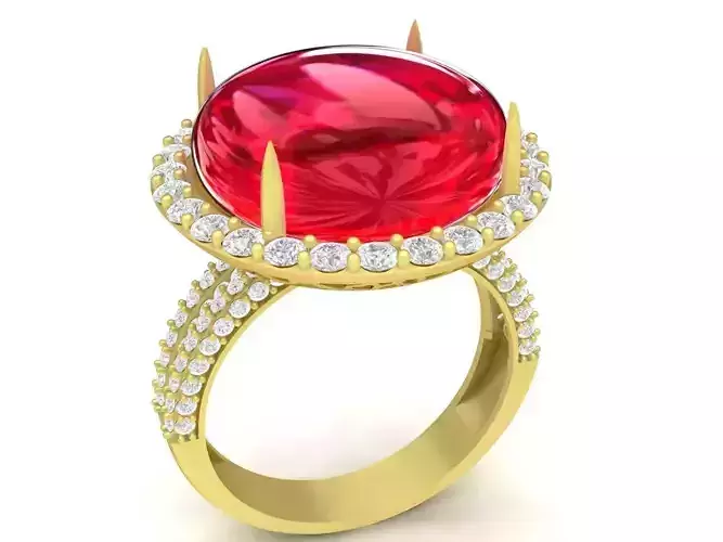 Elegant Large Round Halo Diamond Ring for Women  3512