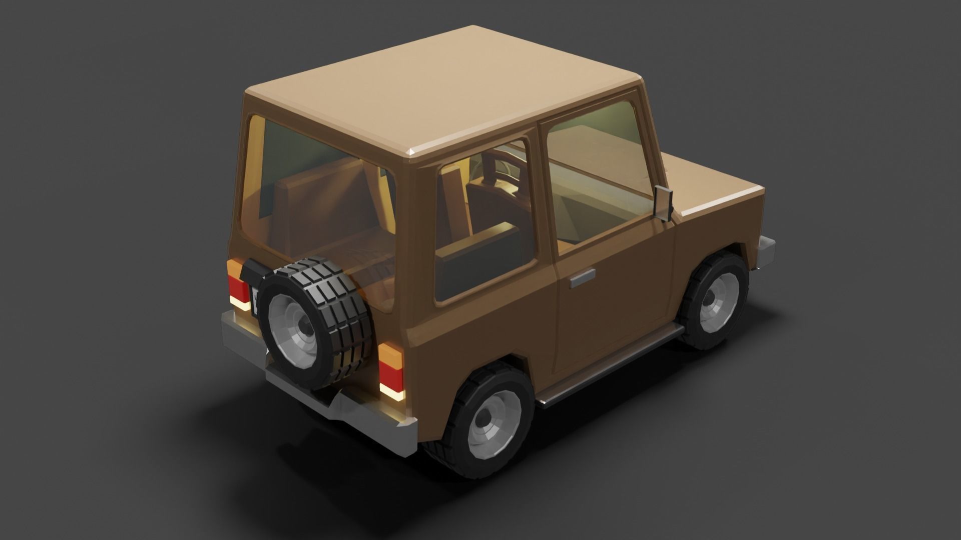 Concept Cartoon Type SUV Low-poly 3D model_4