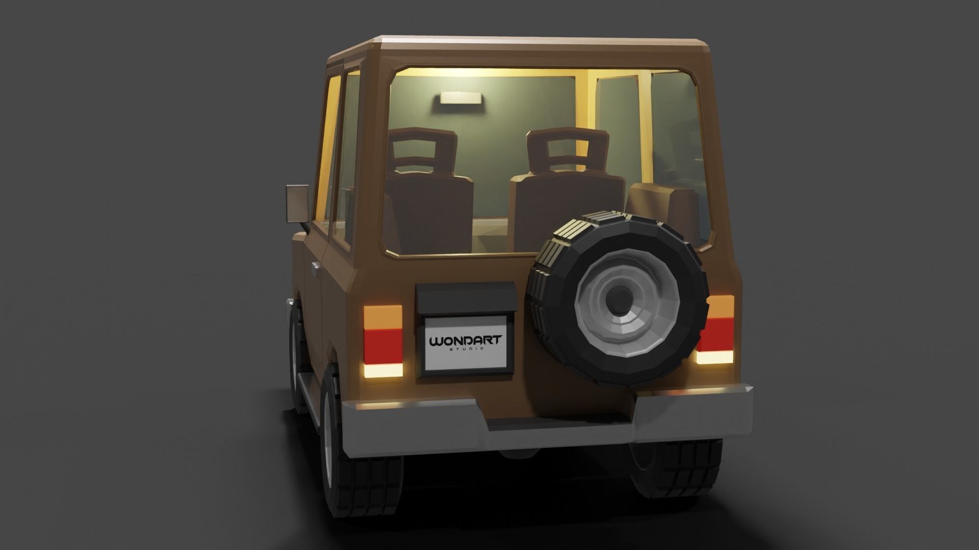 Concept Cartoon Type SUV Low-poly 3D model_9