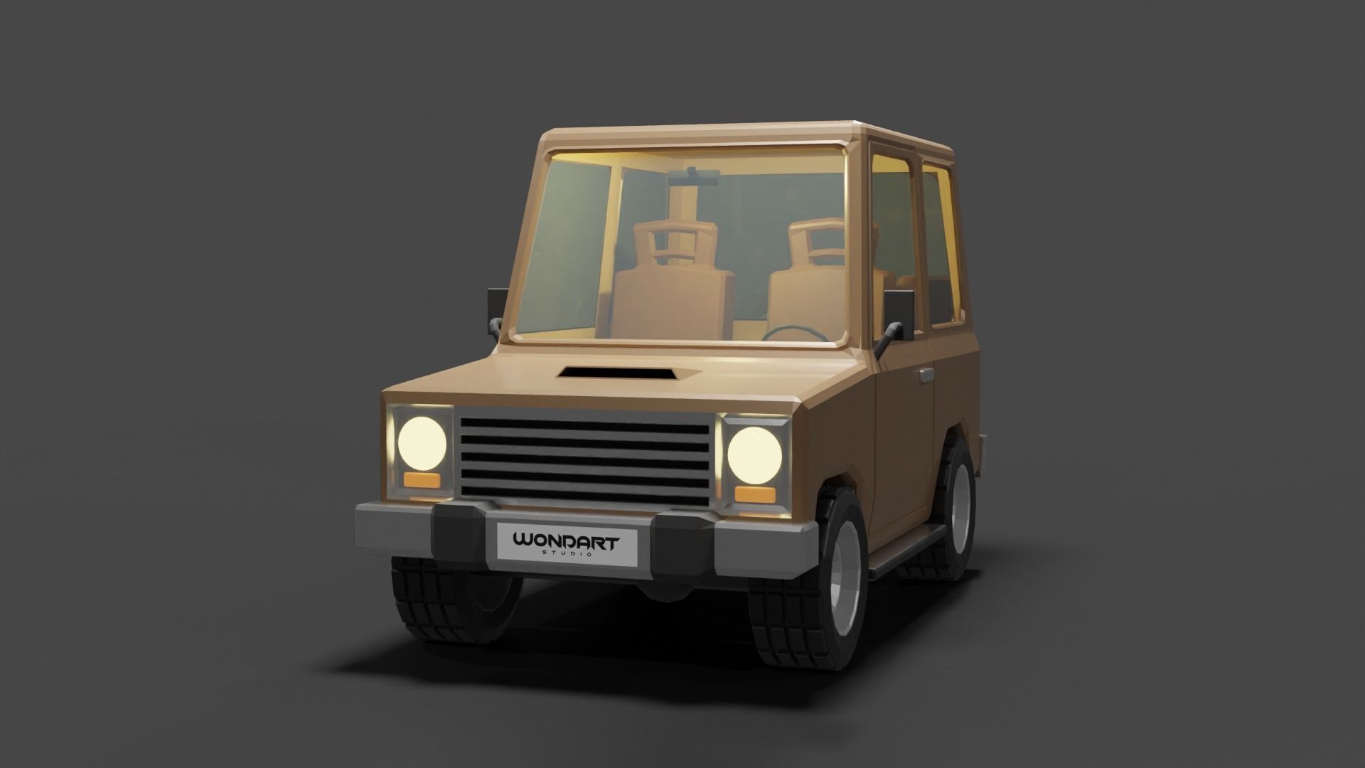 Concept Cartoon Type SUV Low-poly 3D model_7