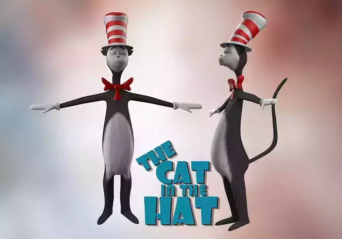 The Cat in the Hat with Texture Low-poly 3D model