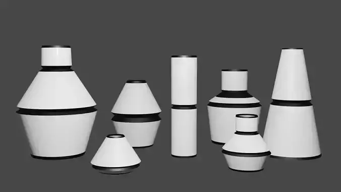 7 vazes in black and white style for dikor PBR