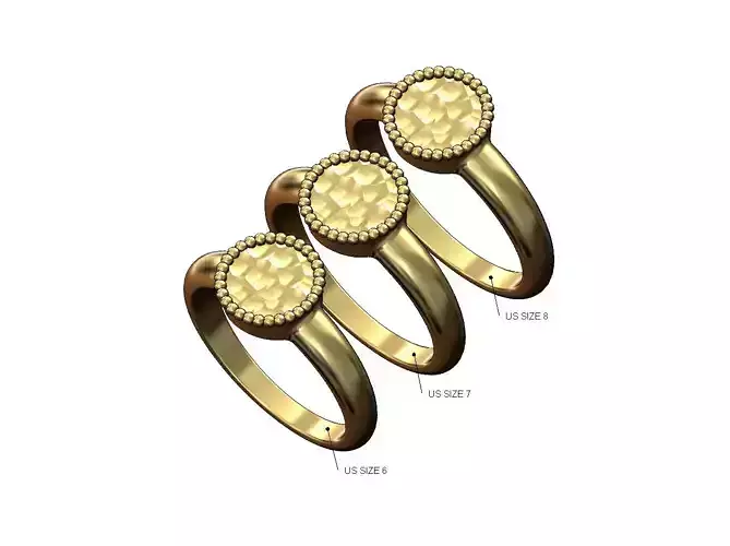 Round hammered and beads fashion ring US sizes 6 7 8 