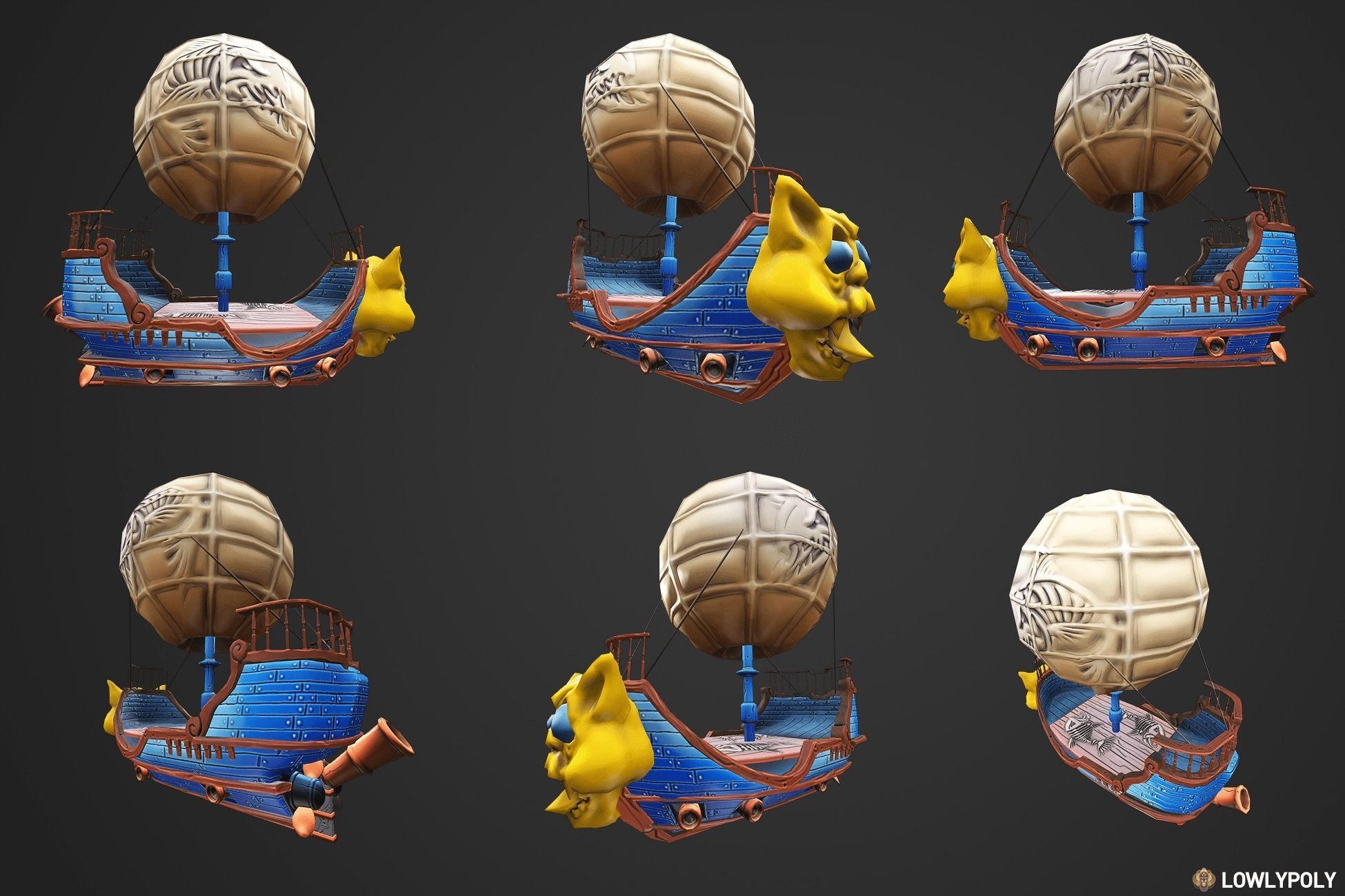 Stylized Pirate Ships Low-poly 3D model_4