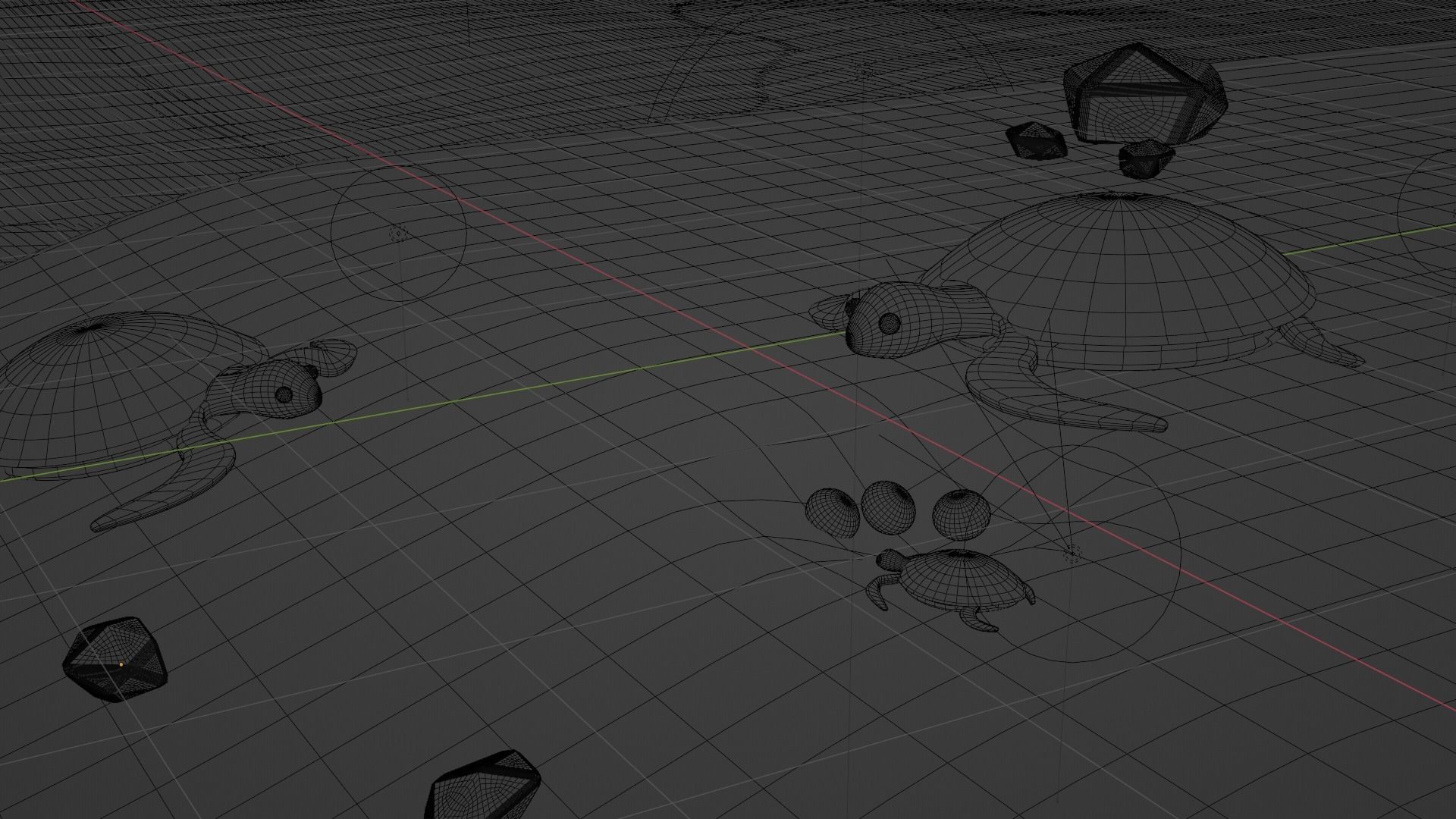 Stylised Cartoony Turtles on Beach 3D model_2