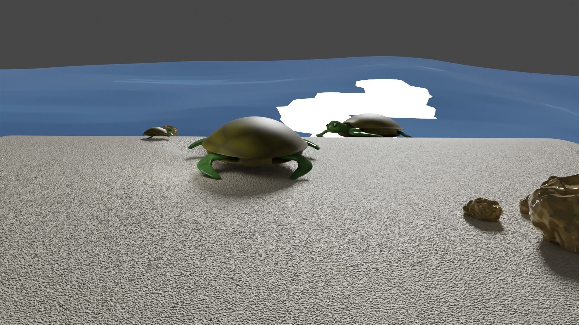 Stylised Cartoony Turtles on Beach 3D model_21