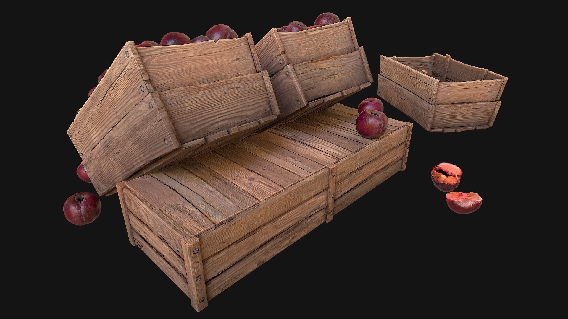 Plums Crate Stand Box Low-poly 3D model_9