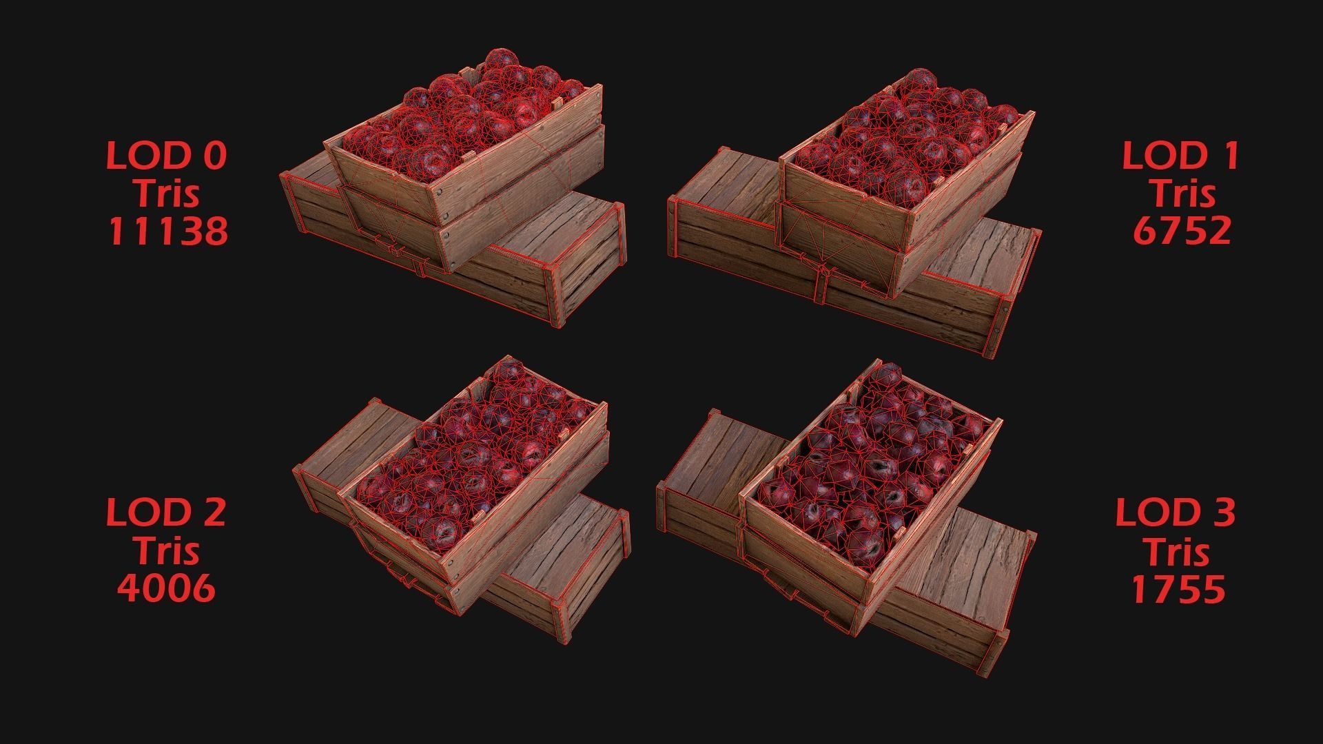 Plums Crate Stand Box Low-poly 3D model_2