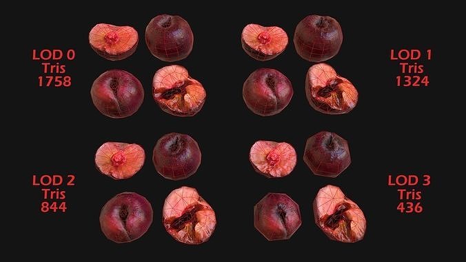 Plums Crate Stand Box Farm Village Food Low-poly 3D model 5