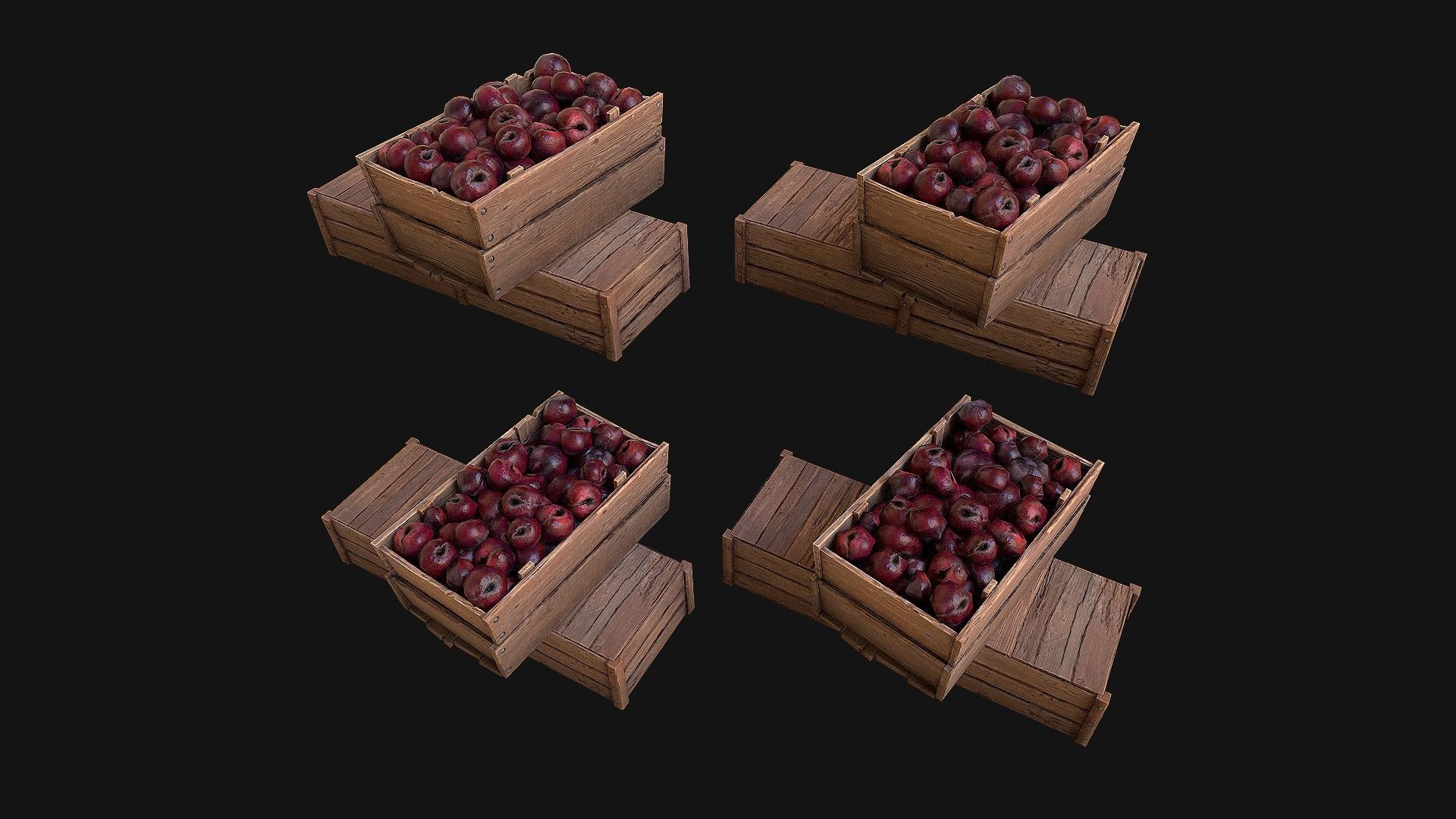 Plums Crate Stand Box Low-poly 3D model_3
