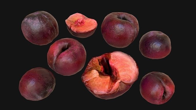 Plums Crate Stand Box Farm Village Food Low-poly 3D model 6