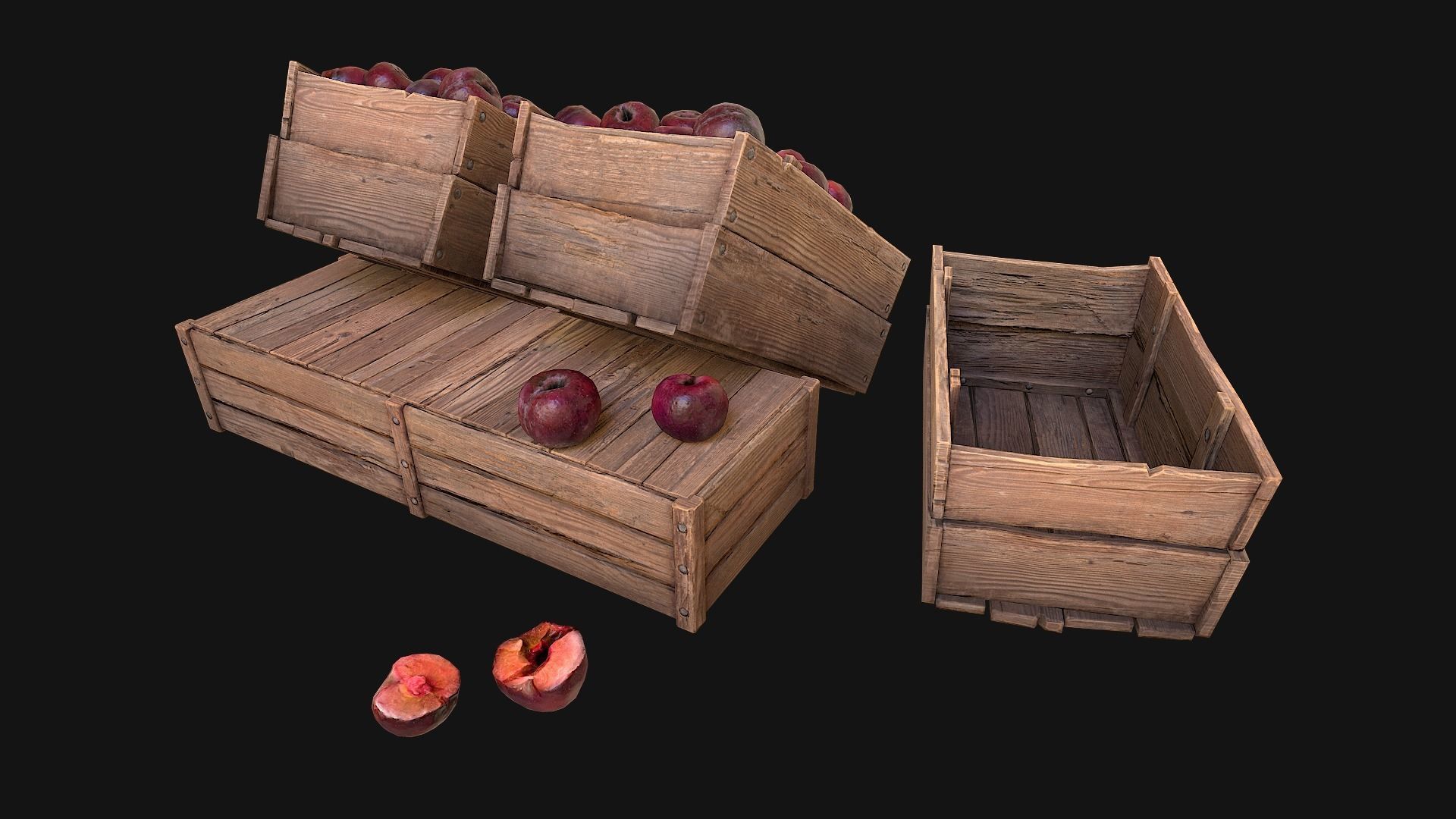 Plums Crate Stand Box Low-poly 3D model_8