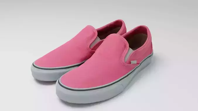 Pink pair of womans slip-on shoes or slipons summer or spring  3D model