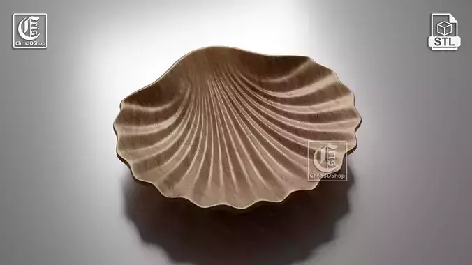 Seashell Tray - 3D STL Model for CNC Routers 