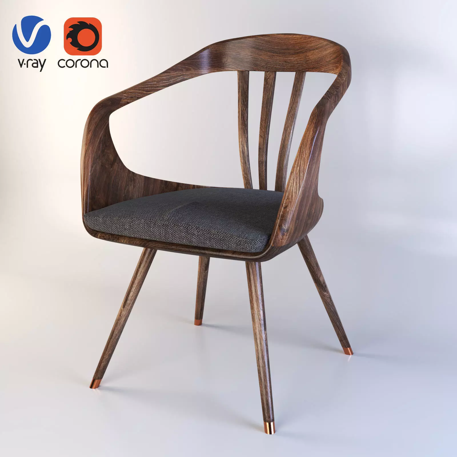 modern wood chair Free 3D model