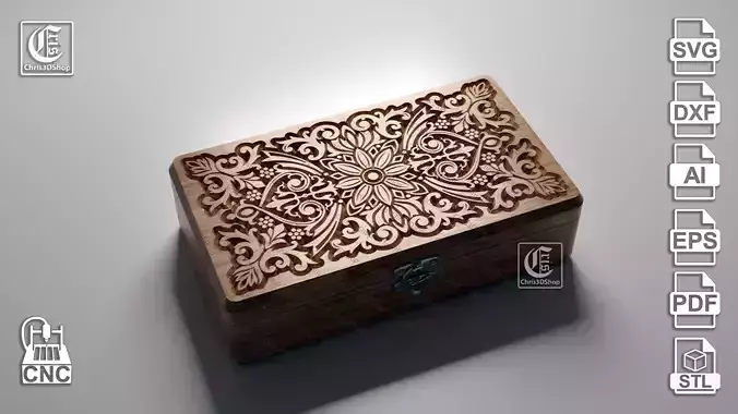 Rectangular Jewelry Box 2- Files for CNC and 3D Printer  3D print model