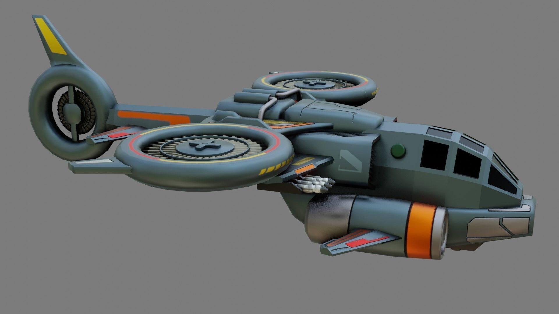 Sci-Fi Drop Ship - Low Poly - Game Ready - PBR Low-poly 3D model_9
