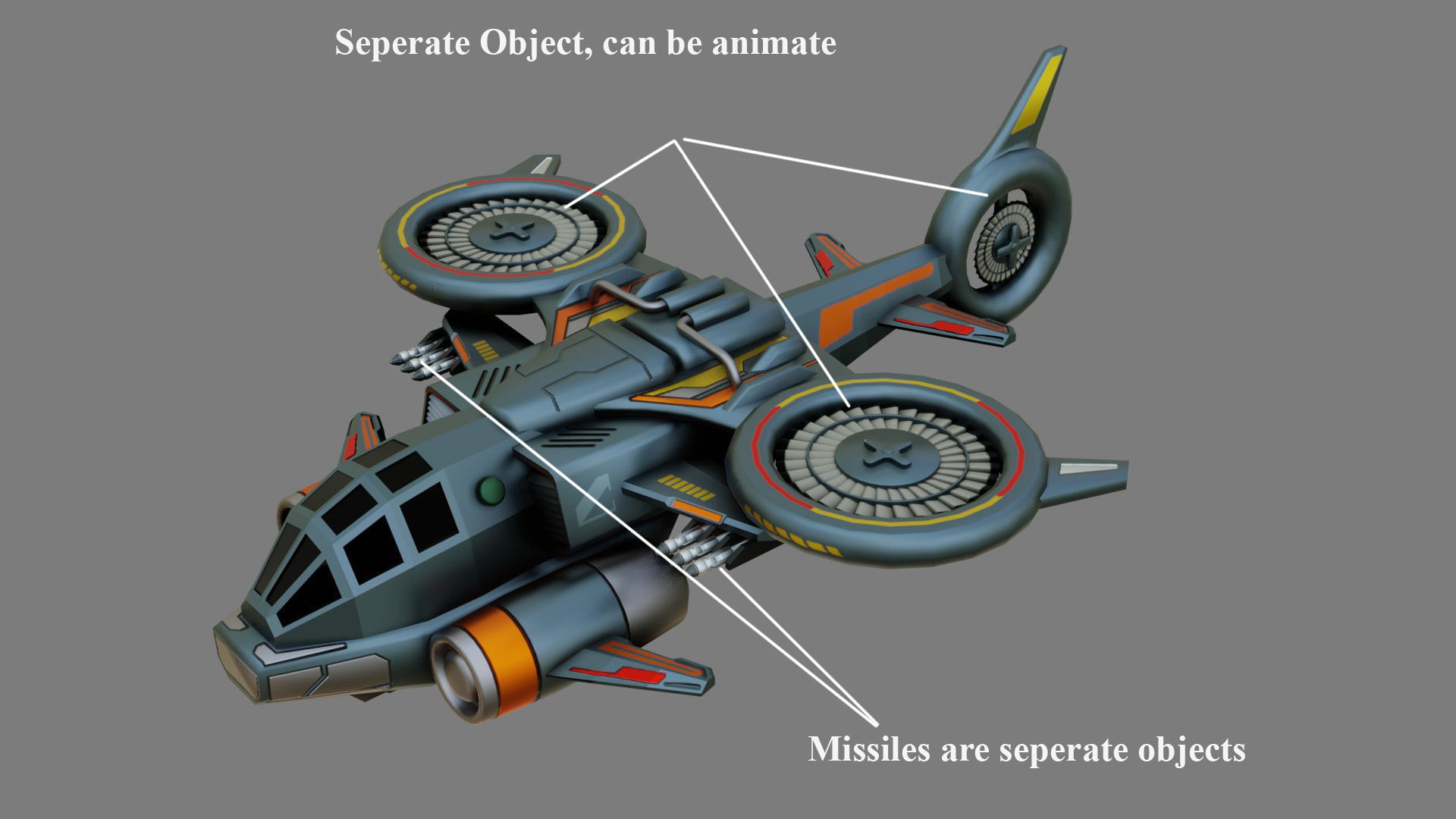 Sci-Fi Drop Ship - Low Poly - Game Ready - PBR Low-poly 3D model_1