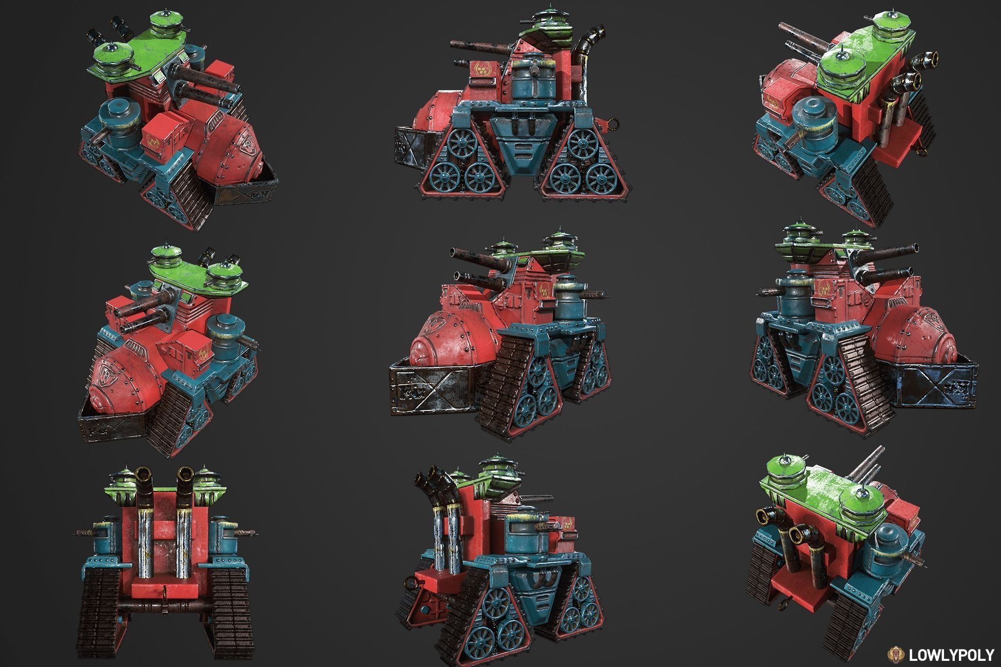 Stylized Tanks Bundle Low-poly 3D model_5