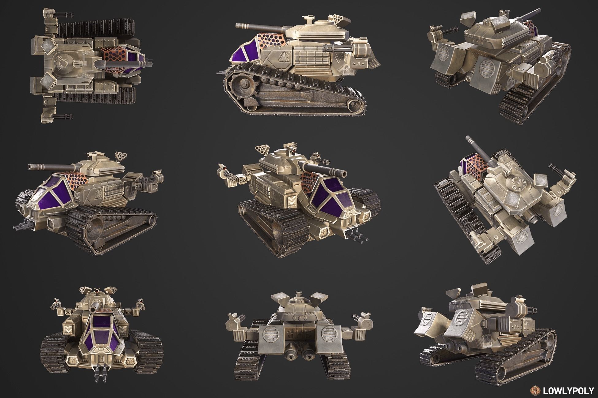 Stylized Tanks Bundle Low-poly 3D model_8