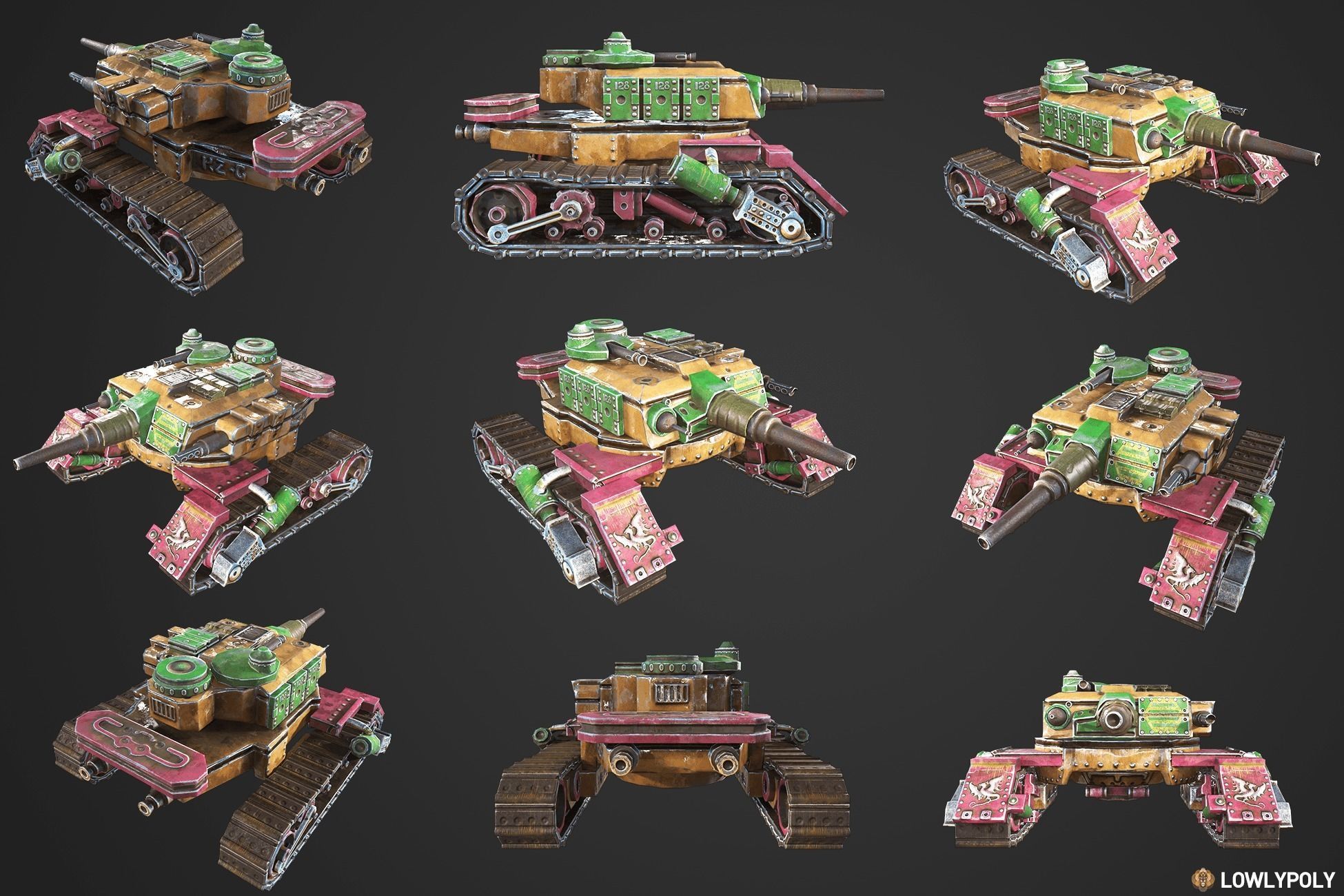 Stylized Tanks Bundle Low-poly 3D model_6