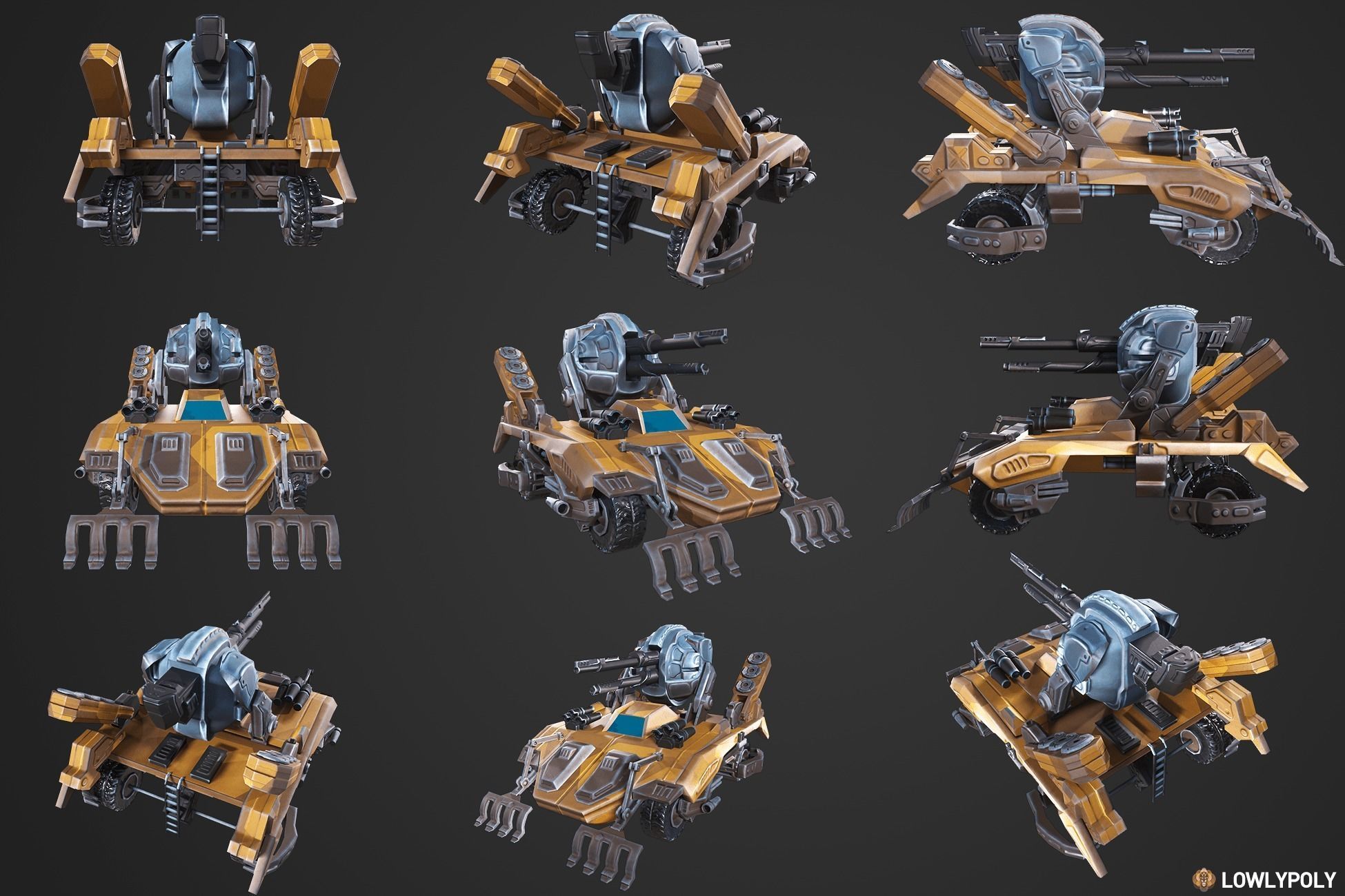 Stylized Tanks Bundle Low-poly 3D model_9